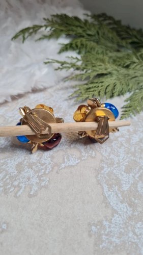 Boucles doreilles - clips vintage en verre