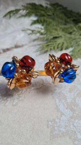 Boucles doreilles - clips vintage en verre