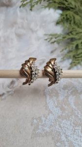 Earrings - vintage clips and rhinestones