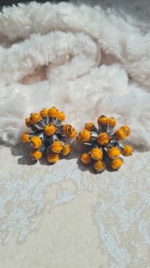 Oversized vintage clip-on earrings in glass paste