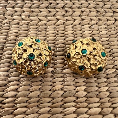 Boucles d’oreilles clips vintage signé Lanvin Germany 1960/1980 Floral Couture