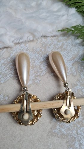 Boucles doreilles - clips vintage  strass vert, bleu et rouge