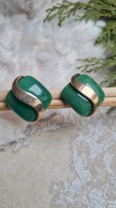 Boucles doreilles - clips vintage vert et doré