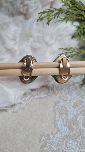 Boucles doreilles - clips vintage vert et doré