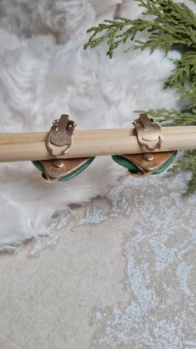 Boucles doreilles - clips vintage vert et doré