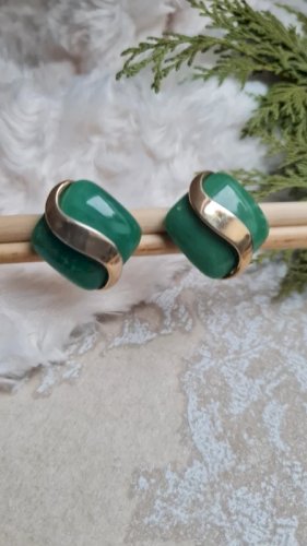 Boucles doreilles - clips vintage vert et doré
