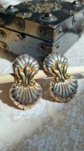 Boucles doreilles coquillages - clips - chic style baroque - bijoux