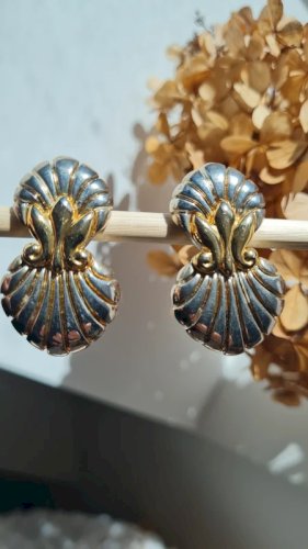 Boucles doreilles coquillages - clips - chic style baroque - bijoux