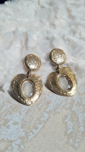Boucles doreilles Jacky de G. - cœur camées - vintage
