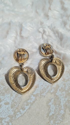 Boucles doreilles Jacky de G. - cœur camées - vintage