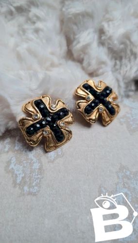Boucles doreilles Jacky de G. - croix - vintage
