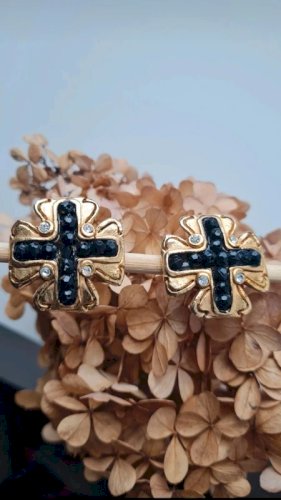 Boucles doreilles Jacky de G. - croix - vintage