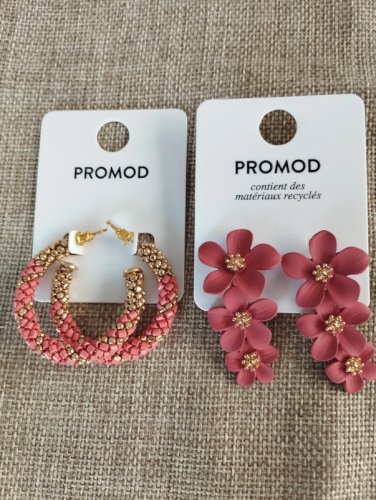 Boucles d'oreilles neuves Promod corail