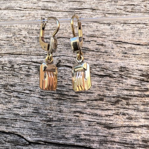 Boucles d’oreilles Pampilles plaqué or Poinconné art Deco 1925  Oria Vintage Anc