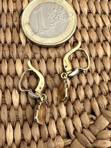 Boucles d’oreilles Pampilles plaqué or Poinconné art Deco 1925  Oria Vintage Anc