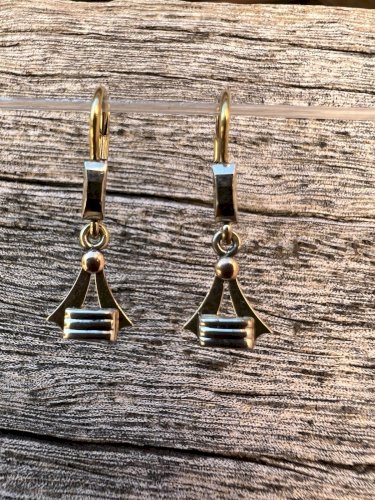 Boucles d’oreilles Pampilles plaqué or Poinconné art Deco 1925  Oria Vintage Anc