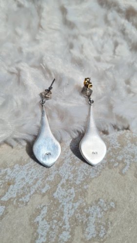 Boucles doreilles pendante en argent onyx et marcassites