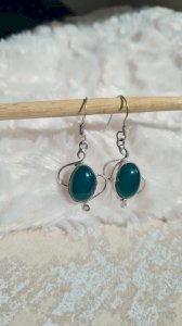 Boucles doreilles pendante en argent onyx vert
