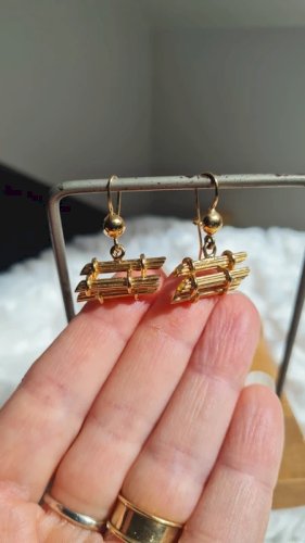 Boucles doreilles pendante - plaqué or -canne à sucre