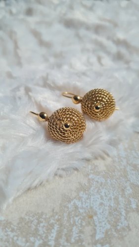 Boucles doreilles pendante - plaqué or - Dômes tressés