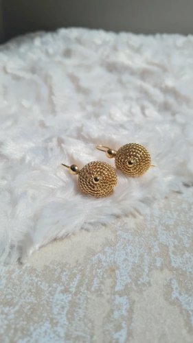 Boucles doreilles pendante - plaqué or - Dômes tressés