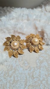 Boucles doreilles - tournesols - clips vintage - Anne Ghez années 80