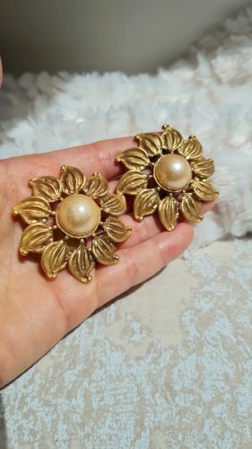 Boucles doreilles - tournesols - clips vintage - Anne Ghez années 80