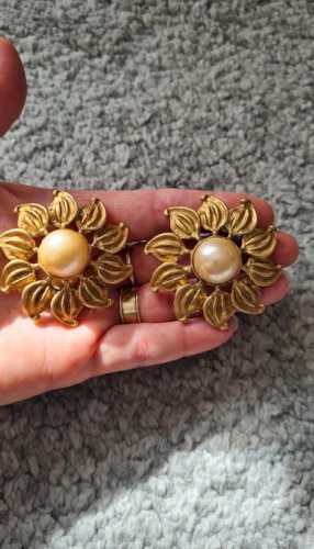Boucles doreilles - tournesols - clips vintage - Anne Ghez années 80