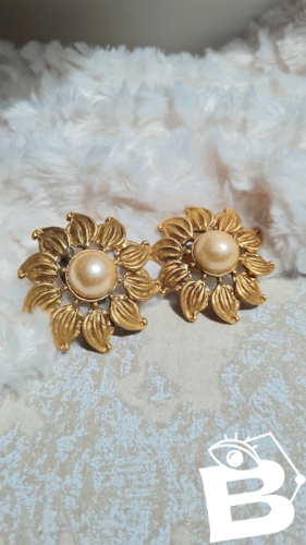 Boucles doreilles - tournesols - clips vintage - Anne Ghez années 80