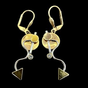 Boucles d’oreilles vintage design contemporaine vers 1980 Bicolore, Original