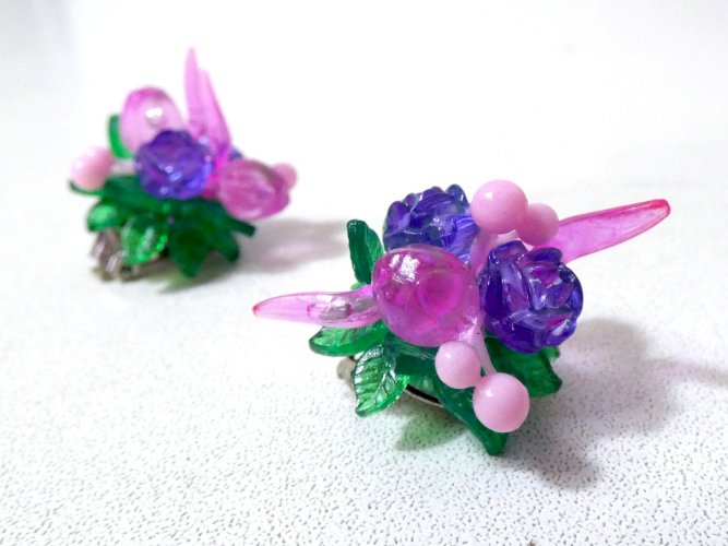 Boucles d'oreilles vintage fruits lucite années 80