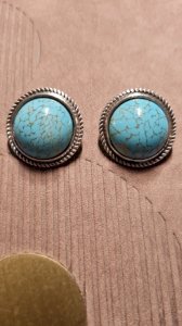 Vintage earrings Germany - old clips - turquoise imitation