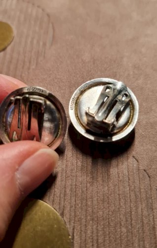 Boucles doreilles vintage Germany - ancien clips - imitation turquoise