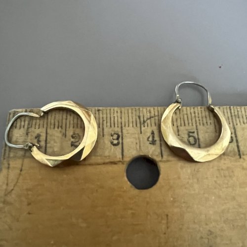 Boucles d’oreilles vintage vers 1930/ 1950 Creoles  Biseauté Dorés Chic Retro