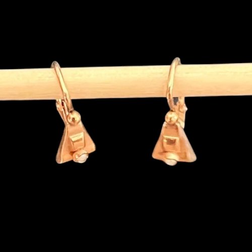 Boucles Dormeuses Anciennes Plaqué Or Perles Vers 1900 Stock Neuf Vintage Rare