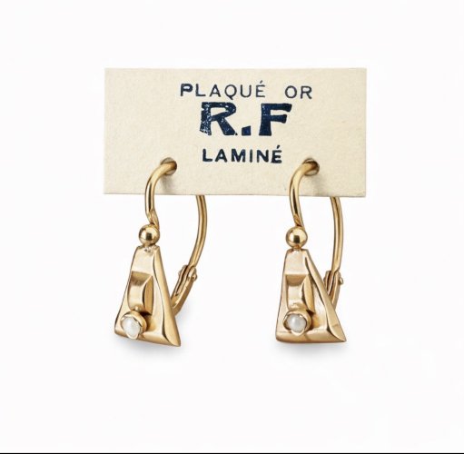 Boucles Dormeuses Anciennes Plaqué Or Perles Vers 1900 Stock Neuf Vintage Rare