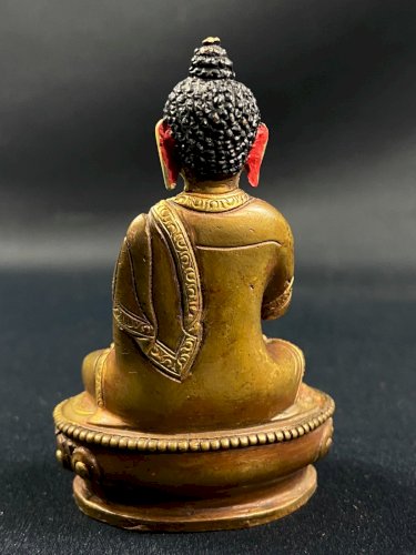 Bouddha assis en méditation posture enseignement Dharmachakra Mudra en bronze