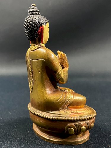 Bouddha assis en méditation posture enseignement Dharmachakra Mudra en bronze