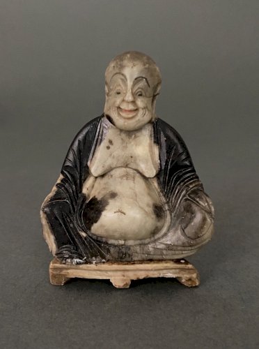 Bouddha en pierre de lave XXe sculpture H5510