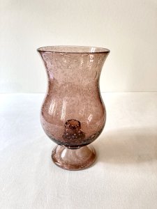 Bougeoir Biot en verre bullé violet