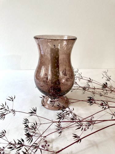 Bougeoir Biot en verre bullé violet