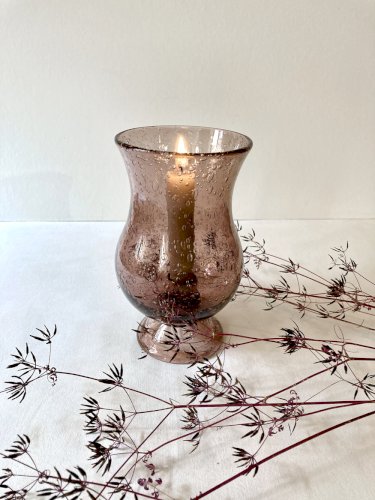 Bougeoir Biot en verre bullé violet