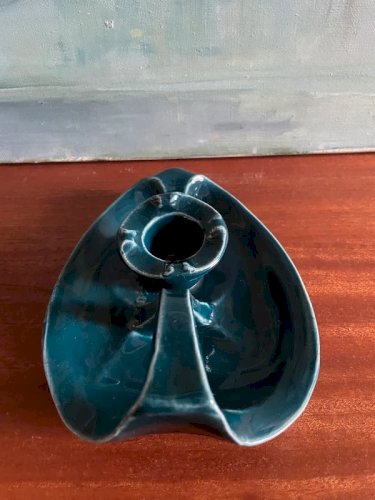 Bougeoir Céramique bleue vintage forme lampe d’Aladin