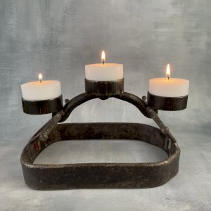 Candelabra table centerpiece 3 candles wrought iron & horse bit equestrian