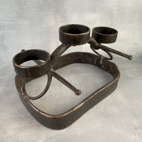 Bougeoir chandelier centre de table 3 bougies fer forgé & mors à cheval équestre