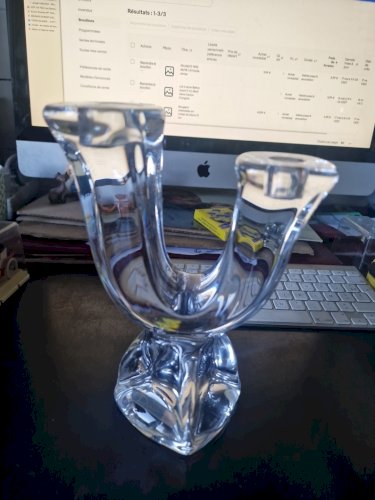 Bougeoir chandelier  en cristal de Daum 21 cm