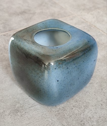 Bougeoir cube porcelaine Virebent Vintage 60-70s