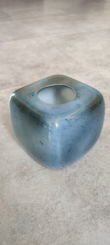 Bougeoir cube porcelaine Virebent Vintage 60-70s