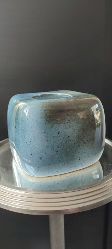 Bougeoir cube porcelaine Virebent Vintage 60-70s