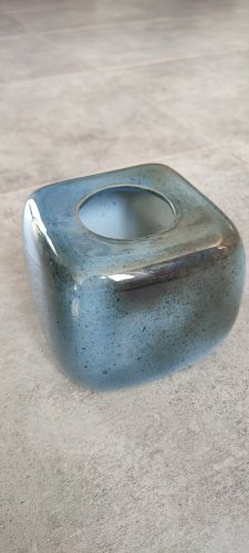 Bougeoir cube porcelaine Virebent Vintage 60-70s